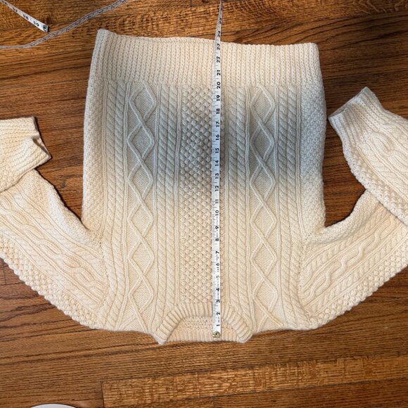 vintage irish fisherman cottage cabincore w med/mens small undyed wool off white - Picture 6 of 6